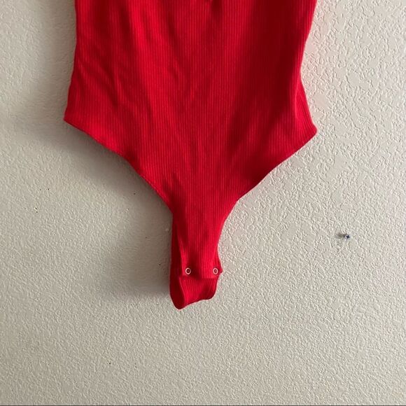 Garage Red Button Down Cami Bodysuit - Picture 4 of 9